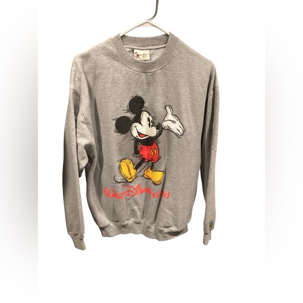 VTG Disney Women’s Gray Crewneck Sweater with Mickey Mouse‎ Size Large